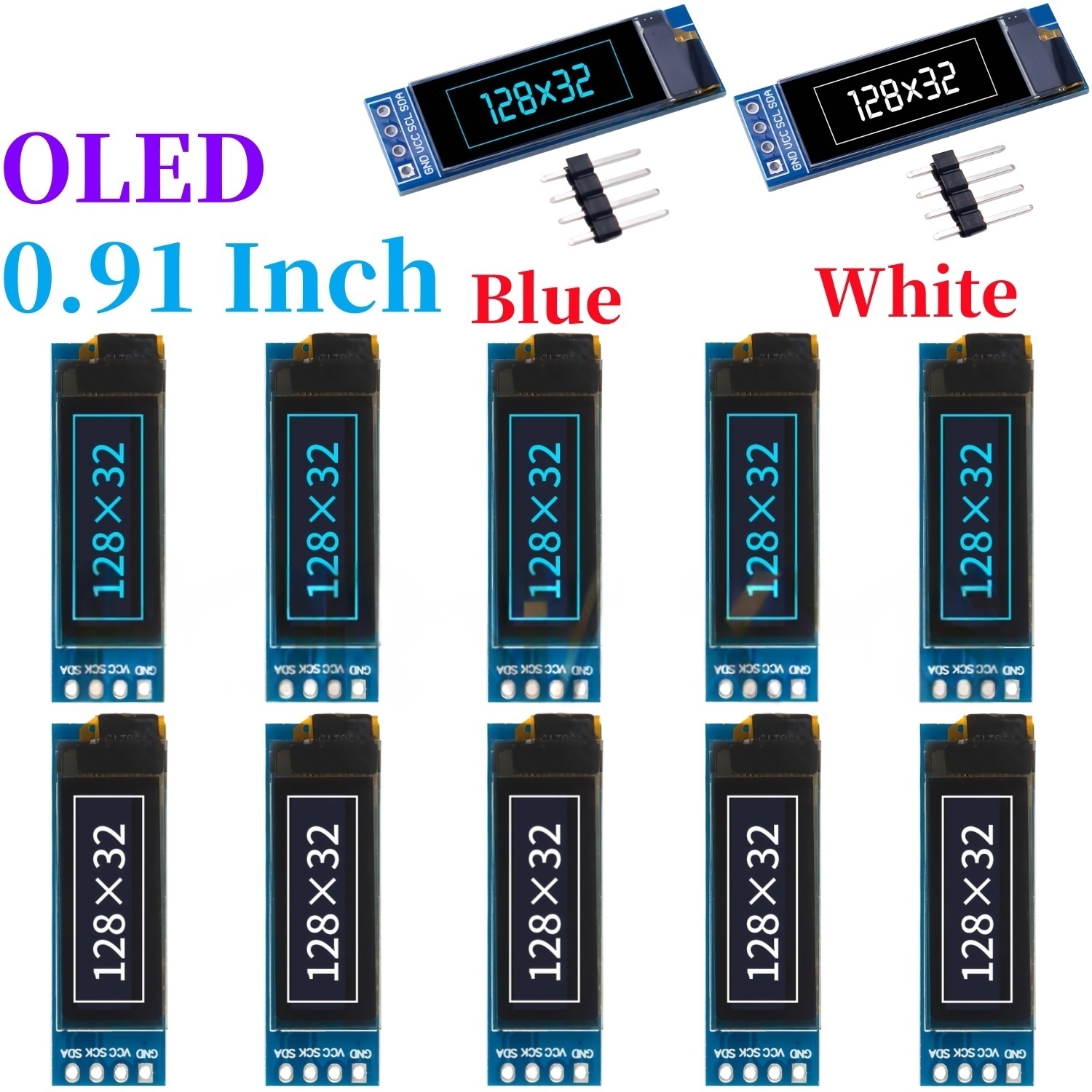 Ssd1306 - Pantalla LCD OLED blanca/azul de 0,91