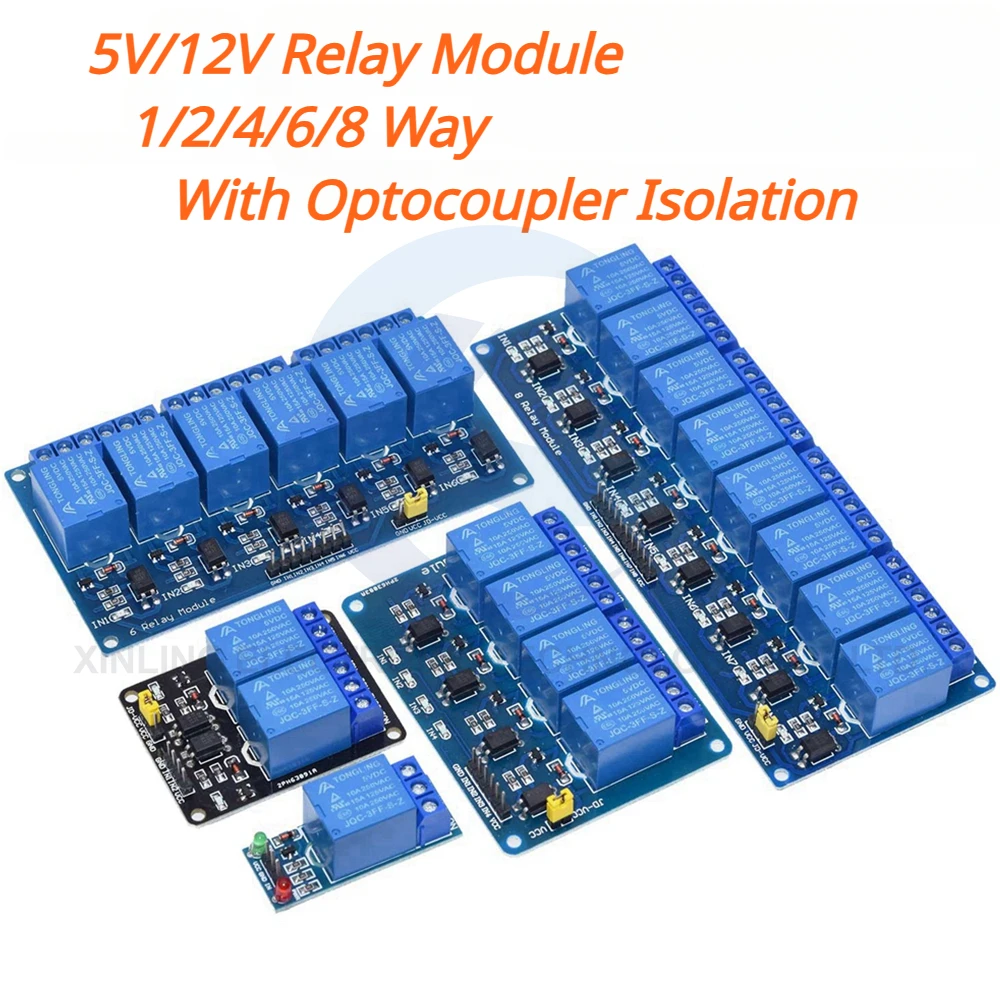 Relay Module 4 Channel - Módulo de relé de 5/12V, 1/2/4/6/8