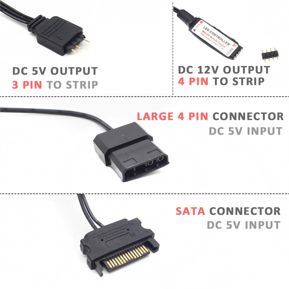 Controlador SATA Molex RGB 5V  - Ws2812B Strip 5V reseña y precio